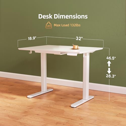 Image of INNOVAR Glass Standing Desk with Drawers 32 x 19 Inch Super White