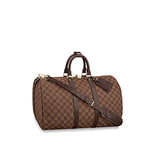Louis Vuitton Luggage Travel Bag Damier Ebene Keepall Bandouliere (Keepall 45)