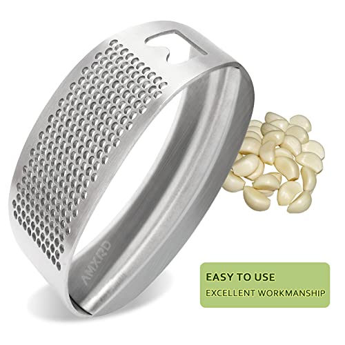 Amxrd Garlic Press Rocker & Silicone Peeler, Stainless Steel Garlic Mincer Crusher Squeezer, Kitchen Tool, Dishwasher Safe #TOP3