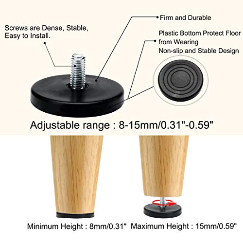 Niveladores ajustables M8 x 17 mm con protector de suelo para patas de mesa 5