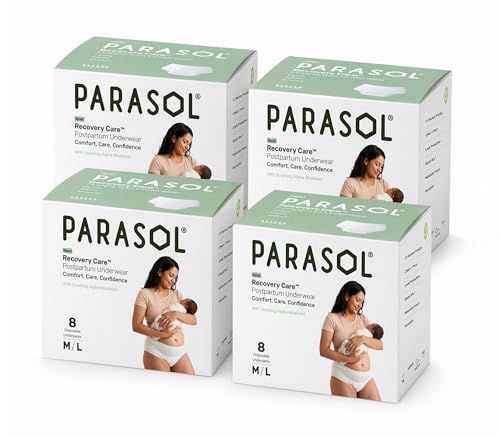 Parasol Recovery Care Postpartum and Period Underwear Size 32 M/L Ct Fast-Dry Core Friendly High-Waist Leak-Proof Disposable BPA and Fragrance-Free Up to 8 Pads of Absorbency