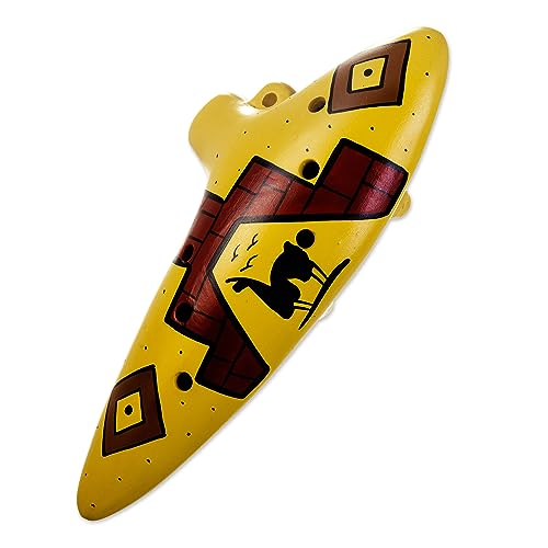 Novica 421390 Handmade Ceramic Ocarina Andean Yellow Peru Musical Instruments Wind Inca 'Afternoon Melody' cover
