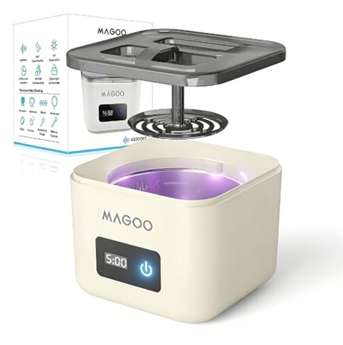 Image of Ultrasonic Retainer Cleaner Machine, Denture Cleaner for Aligners Night Guards Braces Mouth Guards Toothbrush Heads,All-in-One Dental & Jewelry Cleaner, 45kHz 200ML, Dual Modes