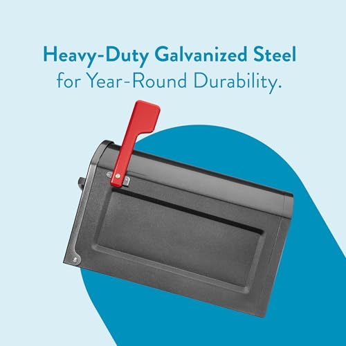 Image of Architectural Mailboxes 950020P-10 Centennial Post Mount Mailbox, Extra Large, Pewter | Galvanized steel build for outside with rust-resistant powder-coat finish and a magnetic door closure. USPS approved.