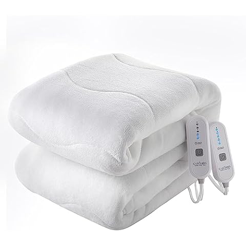 CAROMIO Heated Mattress Pad Queen Size - 5 Fast Heating Levels & 10 Hours Auto Off Quilted Electric Mattress Pad with 18" Deep Pocket & Dual Control (Queen, 60"x80", White) Cover