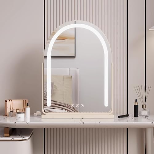 HTLTGBAM Arched Desktop Vanity Mirror 360° Rotation Dressing Table Mirror