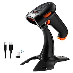 Tera Wireless 1D 2D QR Barcode Scanner with Stand, 3 in 1 Compatible with Bluetooth & 2.4GHz Wireless & USB Wired Barcode Reader Handheld Bar Code Reader HW0001