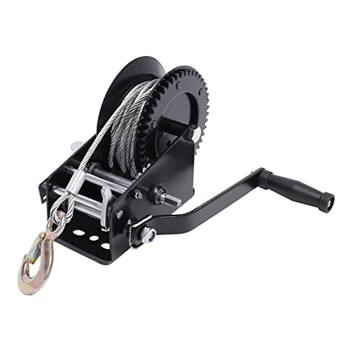 Treuil manuel jusqu'à 2000 kg - Rapport d'engrenage 4:1 8:1 - 192 x 100 x 182 mm - Treuil avec câble métallique de 10 m - Treuil manuel efficace - Treuil forestier