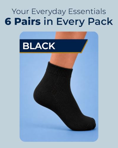 Image of Pembrook Ankle Diabetic Socks for Women & Men | 6 Pairs | Wide Non Binding Socks Quarter Length | Edema Neuropathy Socks