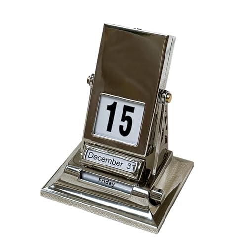 Calendario de escritorio de metal con tapa para manualidades, calendario de negocios creativo, calendario perpetuo, para adornos de escritorio de oficina