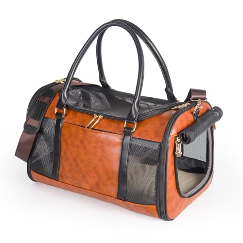 Dog Soft-Sided Carriers Pet Carrier for Small Dogs Cats, Fashion PU Leather Small Dog Carrier Pet...