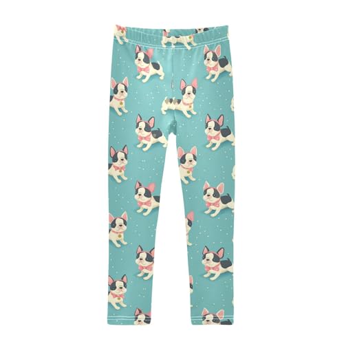 Wusikd Cute Boston Terrier Girls' Leggings Toddler Doodles Polka Dots Kids Yoga Pants Dance Active Tights 4T