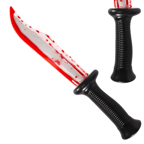Nightmare Knife Scream Blade - Halloween Realistic Prop Knife Bloody Butcher Kills Prank Props Costume Fake Knife Accessories for Horror Party Role Playing Red