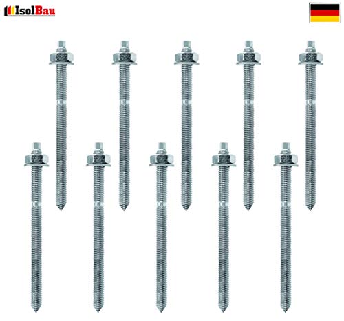 Preisvergleich Produktbild Ankerstangen M10 x130 Gewindestange 10 St. Verbundanker + Mutter Verbundmörtel