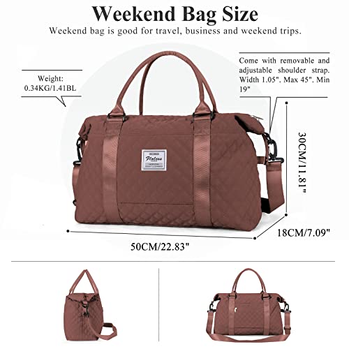 Travel Duffel Bag, Weekender Overnight Bags for Women, Carry On Personal Item Bag with Trolley Sleeve & Wet Pocket,Rust Red - Thumbnail 3