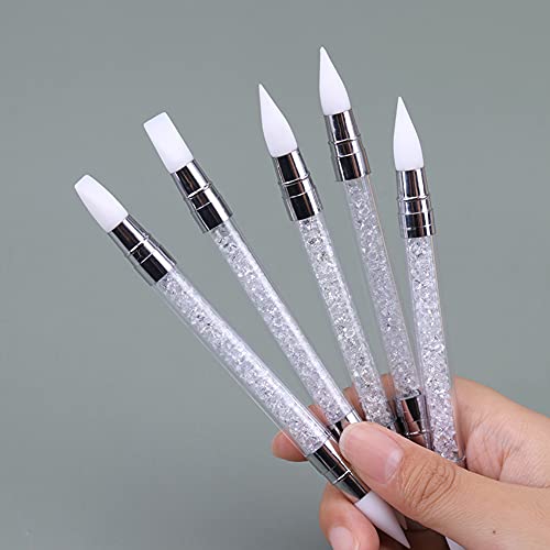 AKOAK 2 Peças Caneta de Gravação de Unha Arte Caneta de Silicone de Duas Cabeças 3D Gravura Desenho