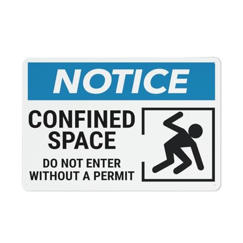 Chapas Metalicas Aviso Espacio Confinado No Entrar Sin Permiso Persona Confinada Retro Letrero Metálico Exquisita Y Hermosa Cartel De Metal Para Cocina Taberna Garaje 20X30Cm