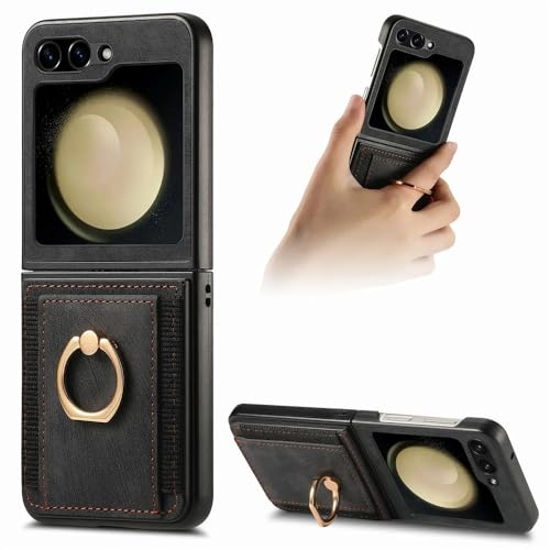 Étui en cuir haut de gamme pour Samsung Z Flip 5 6 avec fentes pour cartes