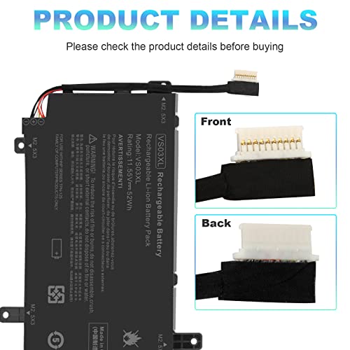 Image of ASUNCELL VS03XL Battery for HP Envy 15T-AS000 15T-AS100 CTO 15-AS 15-AS133CL X6V56UA 15-AS020NR 15-AS152NR 15-AS004LA 15-AS014WM HSTNN-UB6Y 849047-541 849313-850 3ICP7 /61 /80 849313-856 TPN-I125