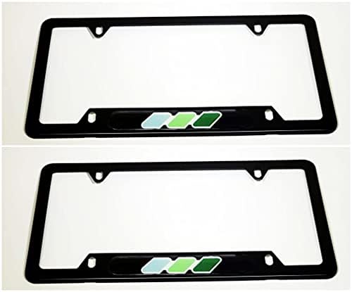 Sparkoo Tri-Color 3 Color Green License Plate Frame Cover Holder Sport Screws Caps Stainless Steel Compatible with Toyota Tacoma TRD 4Runner Tundra (2X Black)