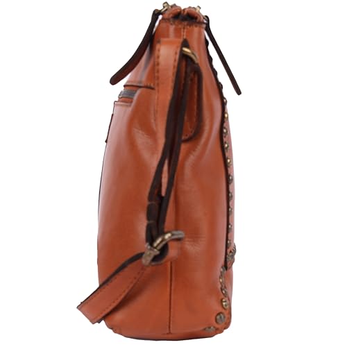 Image of Genuine Italian Leather Boho Studded Crossbody Sling Bag - Stylish, Durable, & Perfect for Everyday Use for women