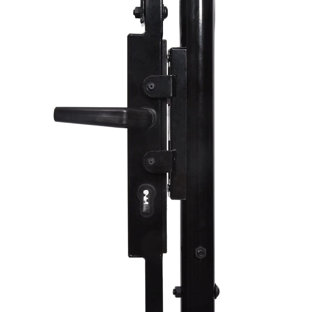 Refined Cancela de Valla Doble Puerta de Jardín Entada Vallado Exterior con Puntas de Acero Negro (3 x 1.5 m)