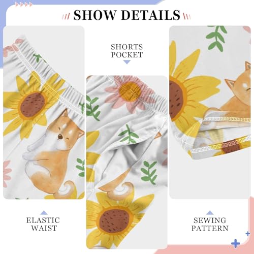 Boys' Pants Dogs and Sunflowers Long Bottoms Jogger Pants Elastic Waist Trousers with Pockets S-XL4