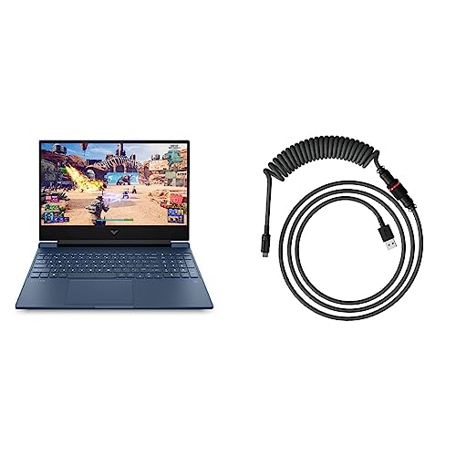 Image of HP Victus Gaming Laptop AMD Ryzen 5 5600H 15.6 inch(39.6 cm) FHD IPS Gaming Laptop & HyperX USB-C Coiled Cable Gray-Black