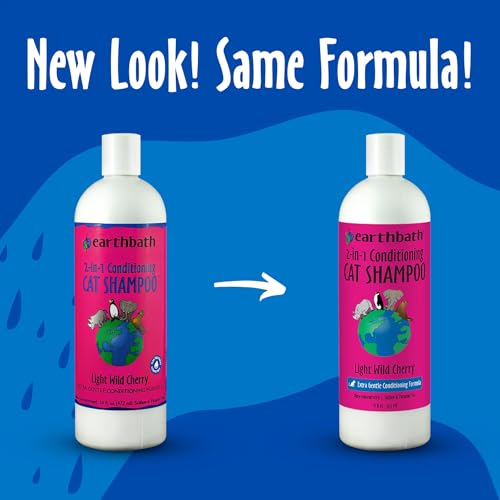 earthbath, Wild Cherry 2-in-1 Cat Conditioning Shampoo - Cruelty Free Cat Shampoo and Conditioner, Made in USA, Gentle, Safe Pet Wash for Kittens - 16 Oz (1 Pack) - Image 2
