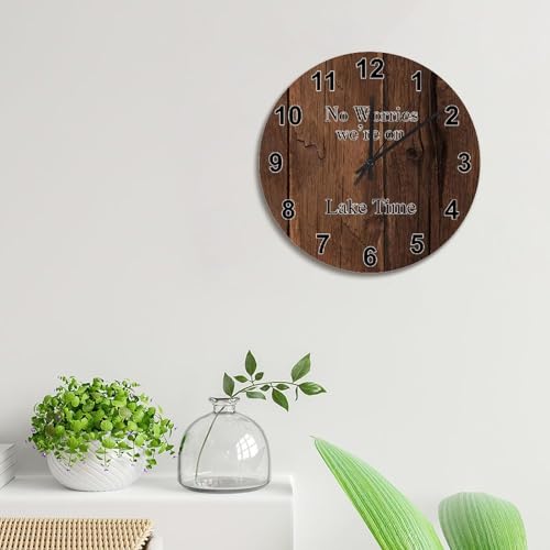 Horloge murale en bois style shabby chic 38 cm pendule ronde à piles - 6