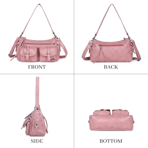 Image of Angel Kiss Hobo Purses for Women Crossbody Shoulder Bag Ladies Multi Pocket Handbags with Adjustable Shoulder Strap | Soft Vegan Leather