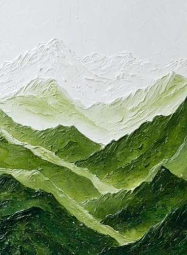 Tableau abstrait texturé vert pour sublimer un grand mur vide