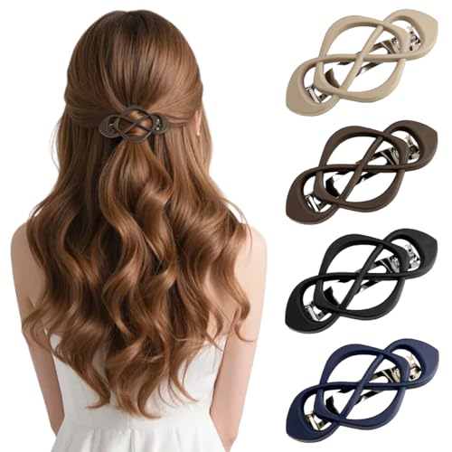 4 Piezas Pasadores para Pelo Franceses, Pasadores Pelo Mujer, Pinzas para Antideslizantes Mate, Broches para Automáticas, Pinzas Francesas Cabello Vintage, para Tipos de Cabello Grueso, Rizado y Fino