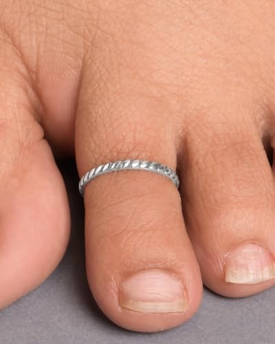 Image of Clara 925 Sterling Silver Size Adjustable Toe Rings Pair Gift for Women