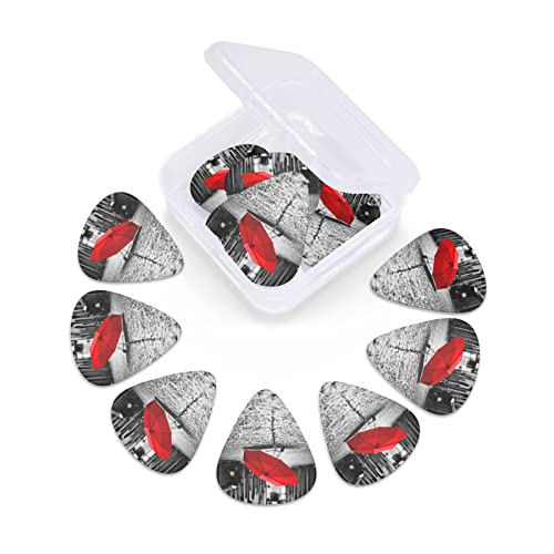 Pack de 12 médiators de guitare parapluie rouge pour guitare électrique guitare acoustique diverses guitares - Les Beatles, Paul McCartney, John Lennon, RIngo Starr, George Harrison Pack de 12 médiators de guitare parapluie rouge pour guitare électrique guitare acoustique diverses guitares – Image 6