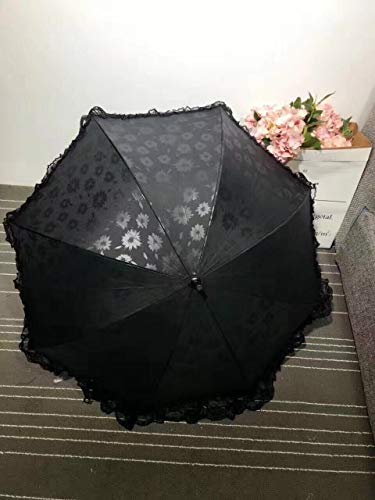 傘 レースの傘雨の女性のファッション8肋骨パゴダパラソルロングハンドルの傘防風晴れと雨の傘 YYFJP (Color : ブラック, Size : 1)