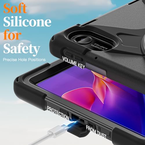 Image of ProElite for Xiaomi Redmi Pad 2 11 inch Case, Rugged 3 Layer Armor case Cover for Xiaomi Redmi Pad 2 11 inch Case with Hand Grip and Rotating Kickstand with Shoulder Strap, Black