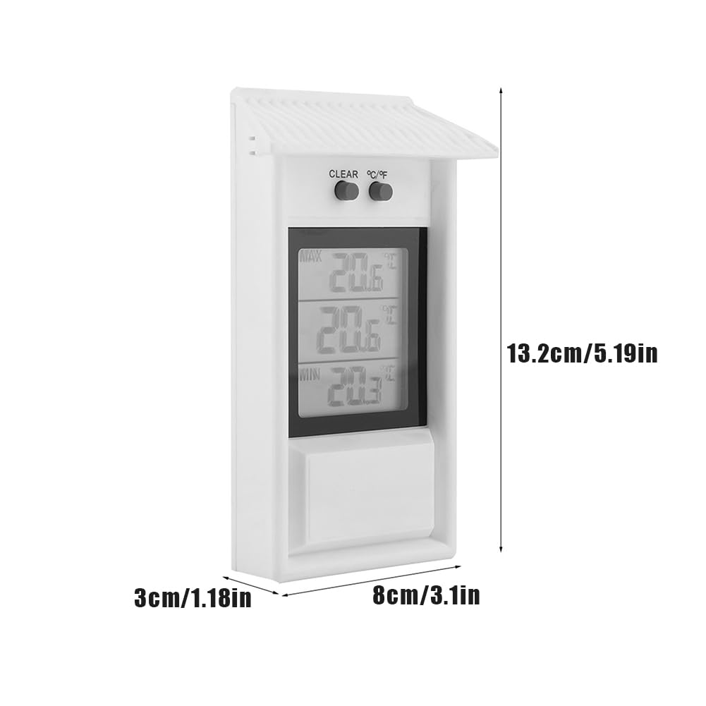 Joyzan Digital Greenhouse Thermometer, Outdoor Waterproof Max Min Temperature Meter Indoor High Low Tester Temperature Recording Weatherproof Hygrometer Gauge Monitor Wall Mounted Garden Home Growroom