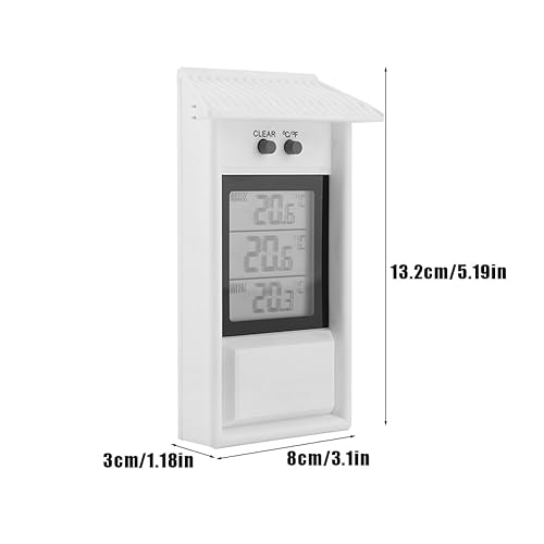 Miniatura 8 de Joyzan Termómetro digital de invernadero, impermeable al aire libre, medidor de temperatura máxima mínima, probador de temperatura alta y baja,