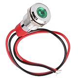 Voyant LED en Métal Voyant LED en Métal 10 Mm 220 V, Alimentation étanche Petite Lampe de Signalisation Anti-poussière en Laiton nickelé Filaire 10 Mm Vert Longueur de Câble 140