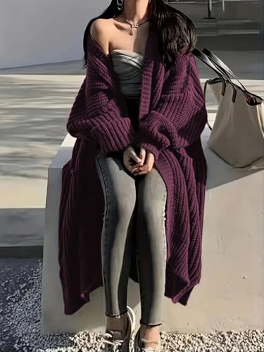 Image of Womens Long Cardigan Sweaters Open Front Oversized Duster with Pocket for Women 2025 Fall Winter Knit Design Coats