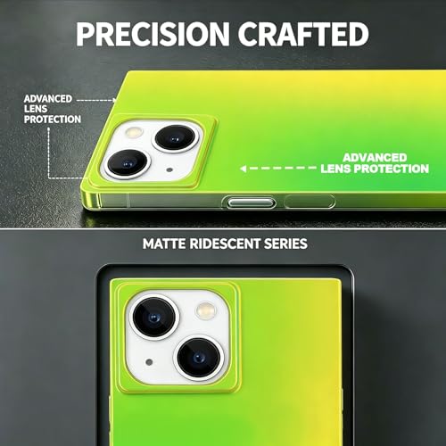 Coque iPhone 15 rose irisé mat laser fluorescent fine et rectangulaire