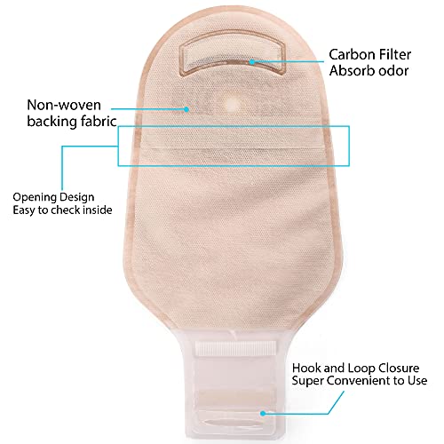 Lotfancy Colostomy Bags, 20 Pcs One Piece Drainable Pouches With Hook And Loop Closure For Ileostomy Stoma Care, Cut-To-Fit(Max 64Mm), Ostomy Supplies #TOP5