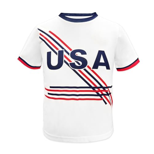 USA Kids Soccer Jersey Kit American Boys Girls Youth Soccer Shirt Shorts Set Team Sports Training Uniform White M
