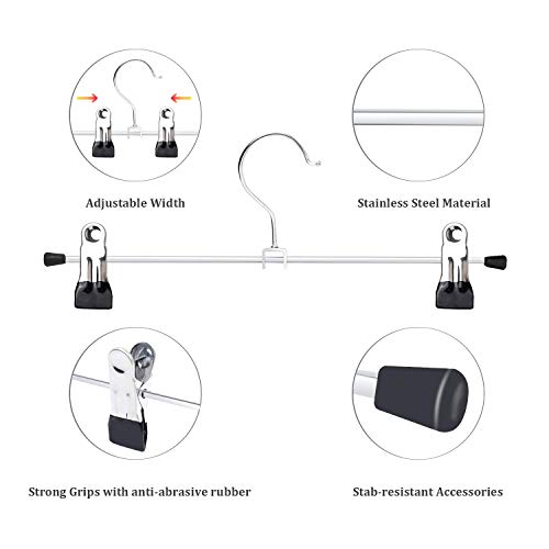 Bkrdty Hosenbügel Kleiderbügel 20 stück 40cm groß Metall Kleiderbügel mit Einstellbar Metallgriff für Hosen Hängende Hosen Socken Röcke Mäntel