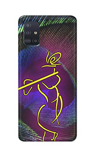 Image of PRINTFIDAA Lord Krishna On Peacock Feather Hard Back Cover for Samsung Galaxy A51, A51 5G SM-A515F / DSN, SM-A515F / DS Back Cover -(P6) KAT1007