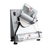 HSSMEUR MáQuina Laminadora De Rodillo De Masa para Pizza EléCtrica,Prensador De Pizza De Acero Inoxidable De 370w,MáQuina Prensadora De Masa Comercial AutomáTica para Tortillas De Pizza