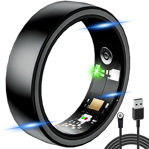 IPXOZO Smart Ring, 2025 Update Waterproof Smart Ring Health Tracker, with Sleep Heart Rate Monitor, Blood Pressure, Blood Oxygen, Step Counting, Suit for Men and Women (Black, Size 11)