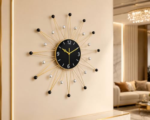 Image of Luxury Gold Sunburst Metal Wall Clock