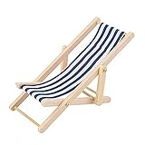Größe: 11 * 5cm. Fliyeong   Faltbare Miniatur blau gestreiften strandkorb Modell Holz Mini Freizeit liegestuhl für puppenhaus Garten zubehör kreativ und nützlich